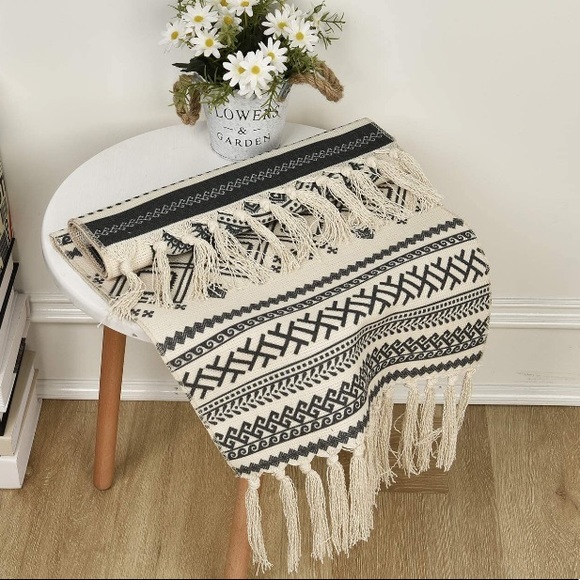 Woven Tassel Bohemian Modern Floral Pattern Indie Macrame Wall Art Decor - Picture 3 of 6